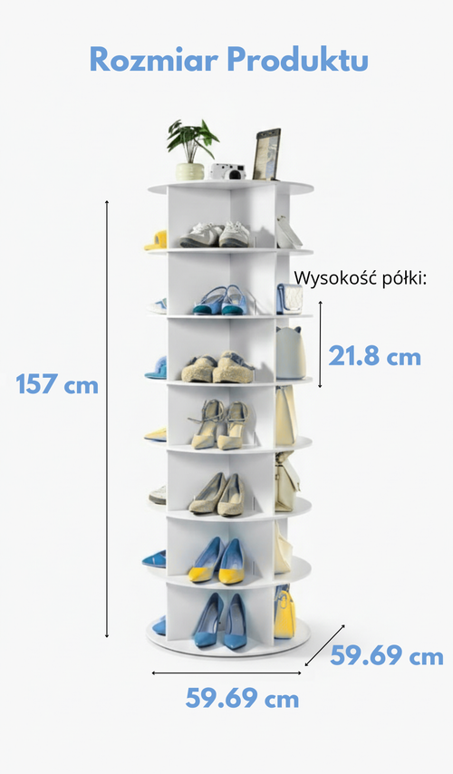 Helix 360° – Obrotowa Szafka na Buty z Miejscem na Kozaki (24 Pary)